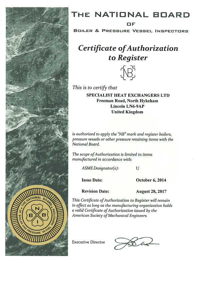 Pressure Vessel Certificate Image
